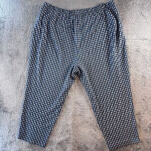 Lands End Blue Plaid Elastic Waist Pull On Pants Womens 3XP 24W-26W Petite